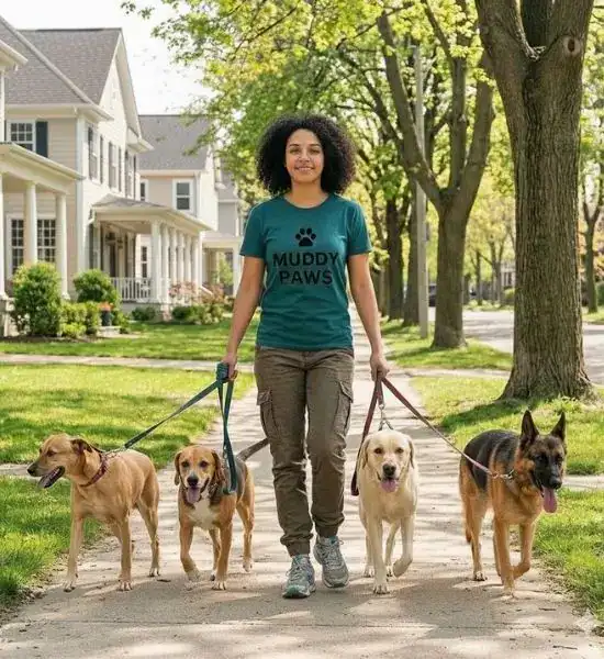Why Choose Muddy Paws Professional Muddy Paws Dog Walker Providing a 60-Minute Group Walks