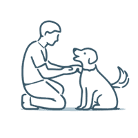 Dog training session with a trainer and a dog at Muddy Paws.