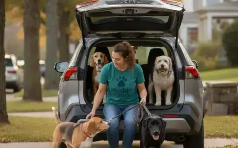Muddy Paws Dog Walker Providing a 60-Minute Group Walks